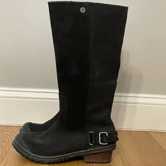 Sorel Tall Suede / Leather Moto Riding Boots Size 8 - Picture 2 of 4